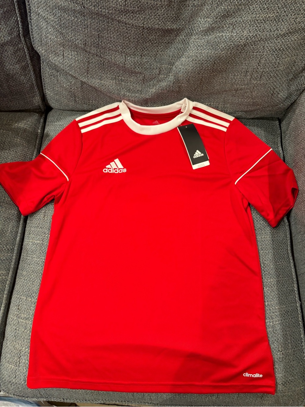 adidas Red and White Kids' Short Sleeve Jersey